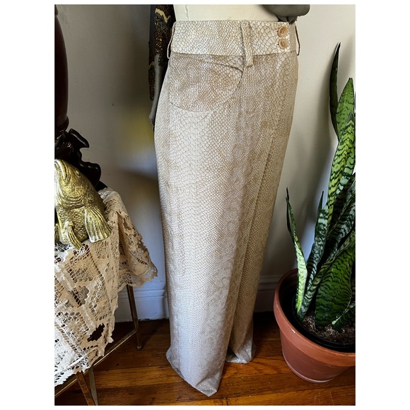 Carlisle Silk snakeskin high waist wide trousers - Picture 3 of 9
